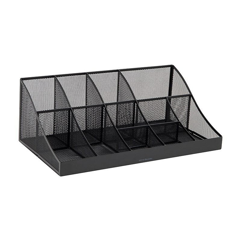 Mind Reader 11 Compartment Metal Coffee Cup and Condiment Organizer, Black (COMORGMESH-BLK) image 1