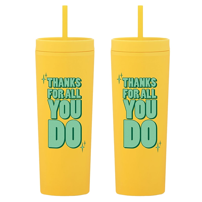 Baudville "Thanks For All You Do" Acrylic Double Wall Insulated, 17 oz., 2/Pack (1393295P231) image 1