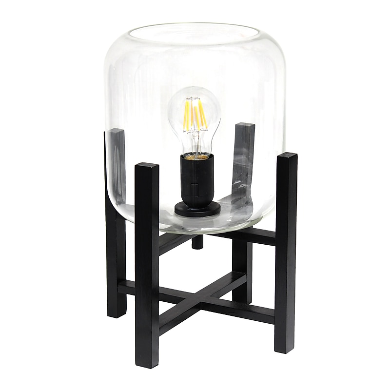 Creekwood Home 13.5" LED Table Lamp, Black/Clear Glass (CWT-1000-CL) image 1