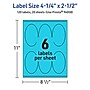 Avery Printable Oval Multipurpose Labels, 4.25" x 2.5", Bright Blue, 120/Pack (94058)~#|#~87F8771E-7C53-4816-BE083AAF36E0F095_sc7