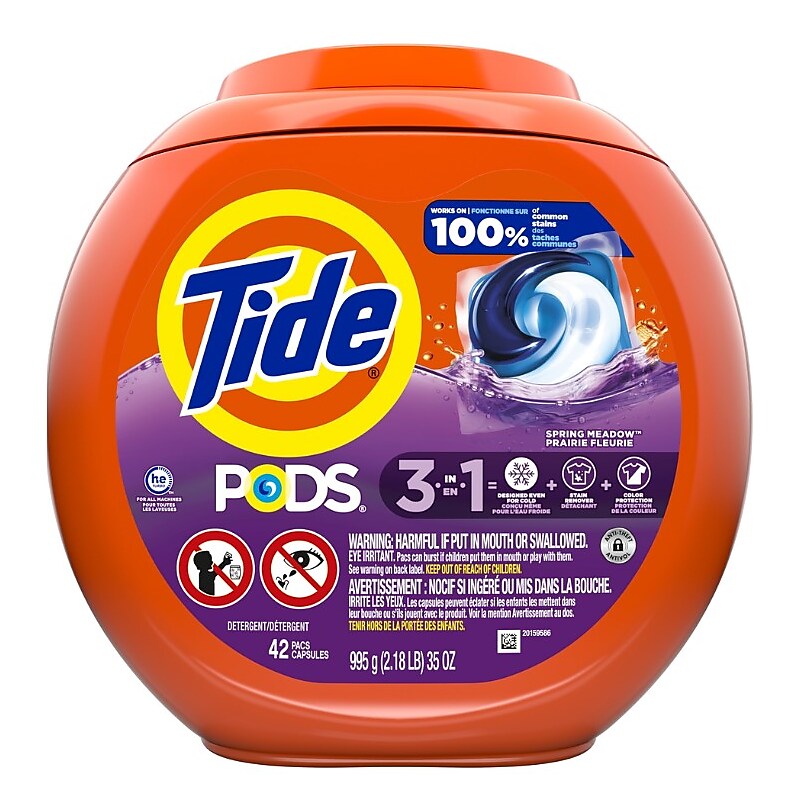 Tide PODS 3-in-1 HE Laundry Detergent Capsules, Spring Meadow, 35 oz., 42 Capsules/Pack (9924) image 1