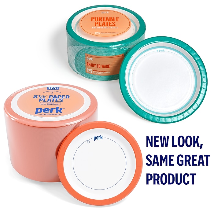 Perk™ Medium-Weight Paper Plates, 8.5