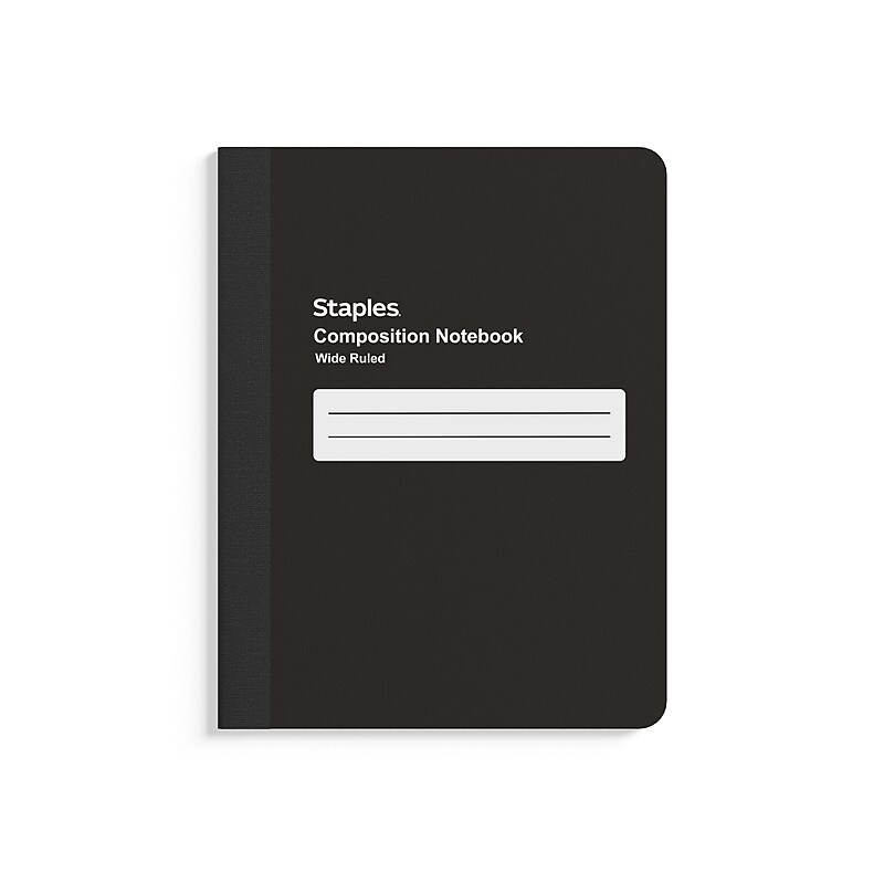 Staples Poly Composition Notebook, 7.5" x 9.75", Wide Ruled, 80 Sheets, Black (ST55087) image 1