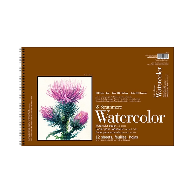 Strathmore 400 Series 18" x 12" Wire Bound Watercolor Sketch Pad, 12 Sheets/Pad (STTP440303) image 1