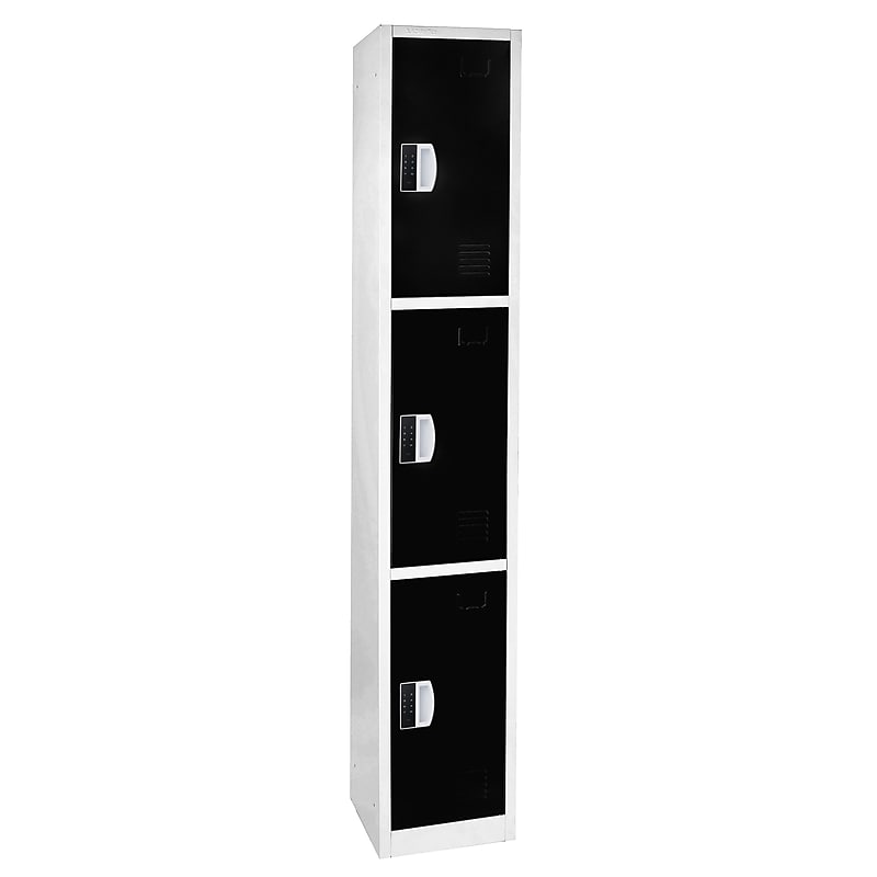AdirOffice 72"H 3-Tier Black Storage Locker (ADI629-203-BLK-DL) image 1