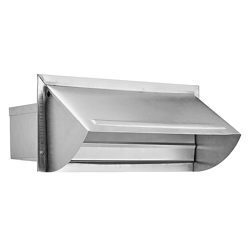 Lambro 22-Gauge Aluminum Wall Exhaust Hood Vent with Spring Gasketed Damper and 5" Tail, Silver (1060) image 1