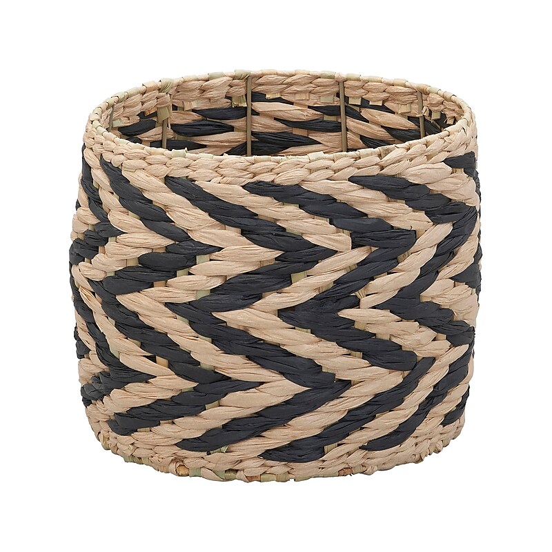 Household Essentials Zee Cattail/Paper Storage Basket, Light Beige/Black (ML-6762) image 1