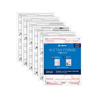 Adams 2022 W-2 Tax Form, White, 50/Pack (STAX650-22)