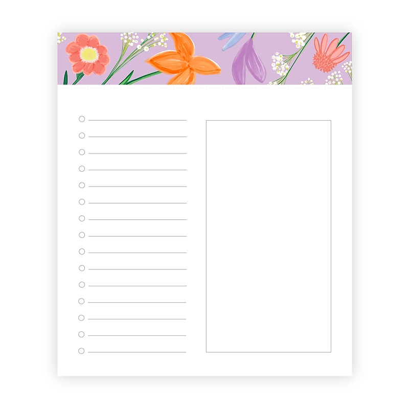 lake + loft Split List Notepad, 6” x 7”, Wild Bunch Lavender, 100 Sheets (SLSWNP-004) image 1
