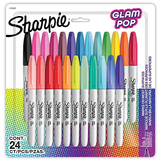 Sharpie Color Burst Permanent Markers, Fine Tip, Assorted, 24/Pack