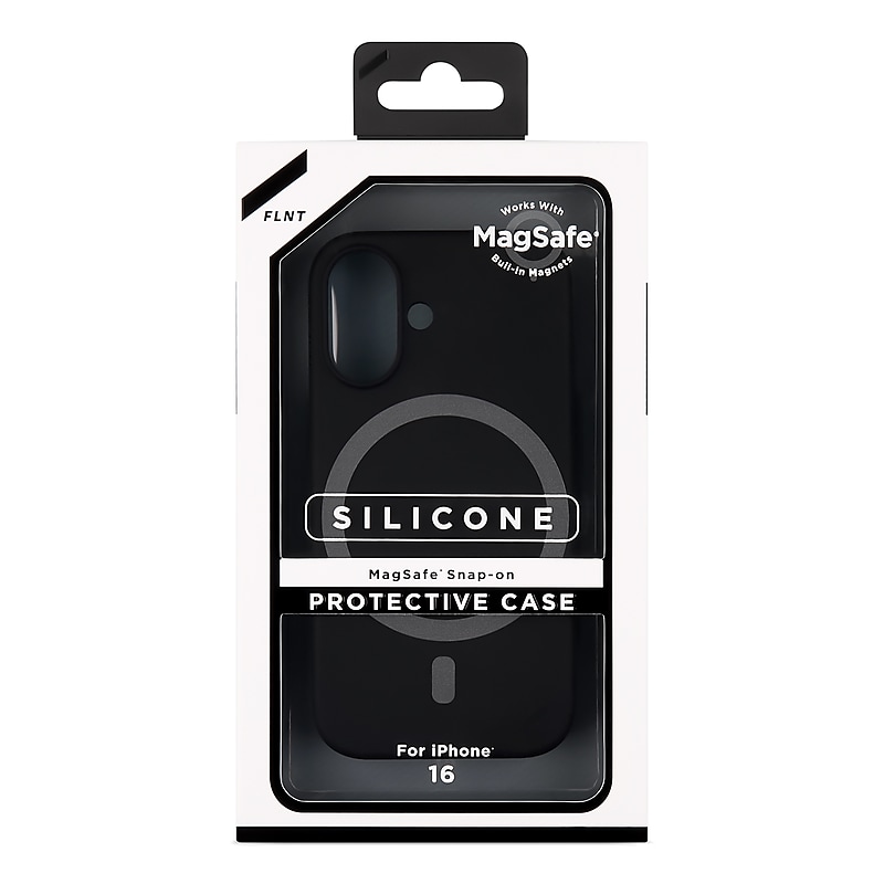 FLNT Silicone MagSafe Snap-On Protective Case for iPhone 16, Black (IC8062M-16-BKA) image 1