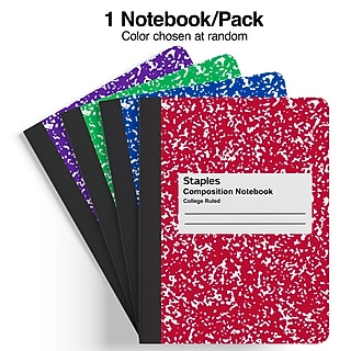 STAPLES 1‑Subject Composition Notebook, 7.5” x 9.75”, College Ruled, 100 Sheets, Assorted Colors~#|#~88478BEC-610F-4061-B1EEB0FDEBBF3CE9_sc7