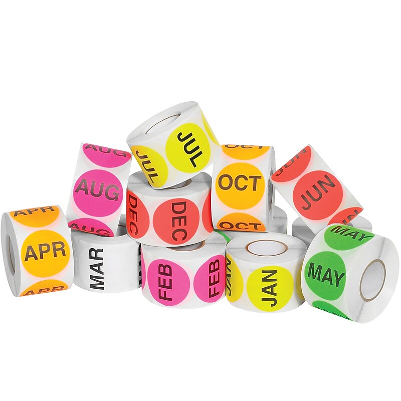 Tape Logic Easy Order Packs: Months Of The Year, 2" Dia., Assorted Colors, 12/Case (DL1239) image 1