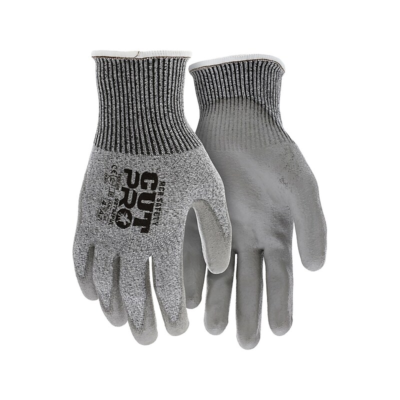 MCR Safety Cut Pro Hypermax Fiber/Polyurethane Work Gloves, XS, A2 Cut Level, Salt-and-Pepper/Gray, Dozen (92752PUXS) image 1