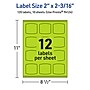 Avery Laser/Inkjet Multipurpose Square Labels, 2" x 2-3/16", Bright Green, 120/Pack (94124)~#|#~884C56B0-8FB9-4C77-81A42B99927E27EF_sc7