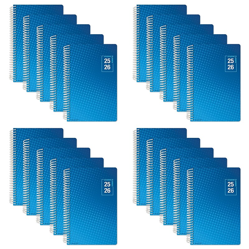 2025-2026 Global Printed Products Halftone Blue 5.5" x 8.5" Academic Year Planner, Paperboard Cover, Multicolored, 20/Pack image 1
