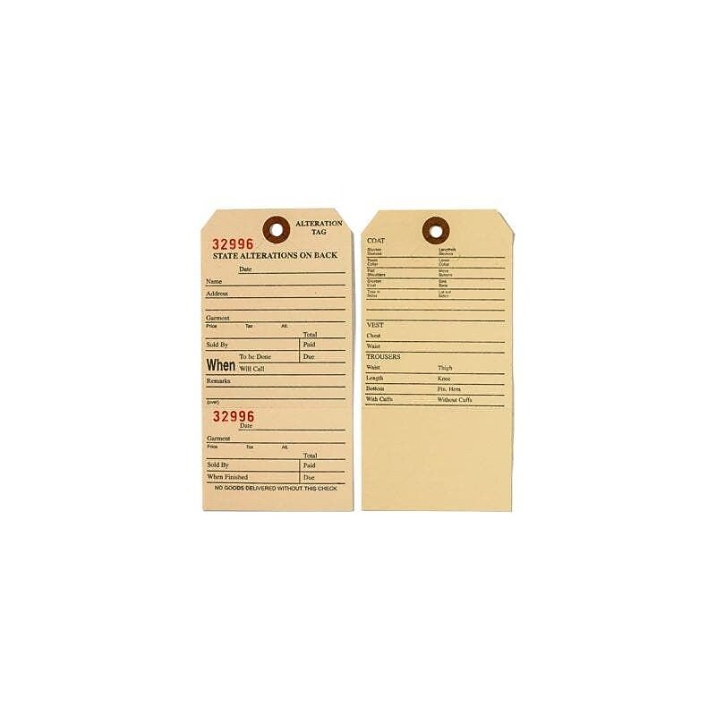 Nahanco 6 1/4" Alteration Tag, Manila/Black, 500/Pack image 1