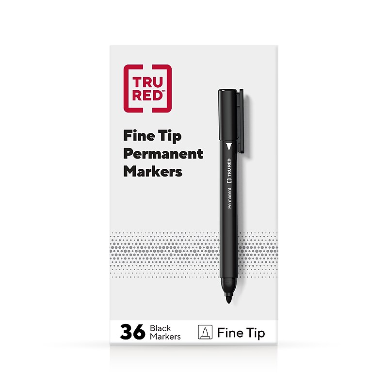 TRU RED™ Permanent Marker, Fine Tip, Black, 12/Pack (TR54533-CC) image 1
