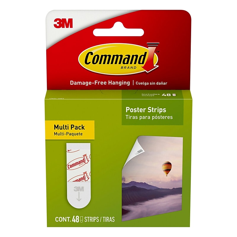 Command Multi-Pack Small Poster Hanging Strips, White, 48 Strips/Pack (17024-48ES) image 1