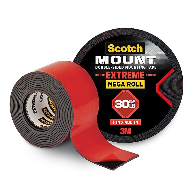 Scotch Extreme Foam Double-Sided Mounting Tape, 1" x 11.11 yds., Black (414-LongDC) image 1
