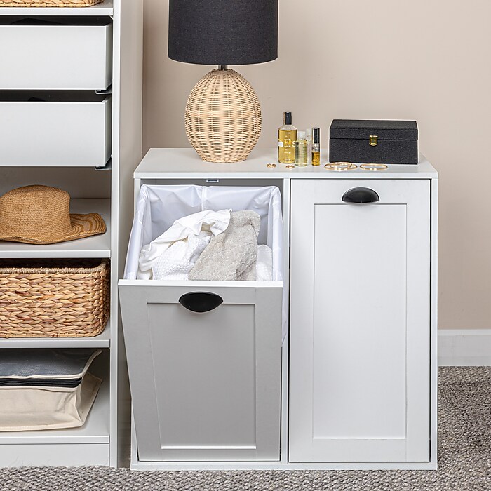 Household Essentials Tilt-Out Laundry Sorter Cabinet, White