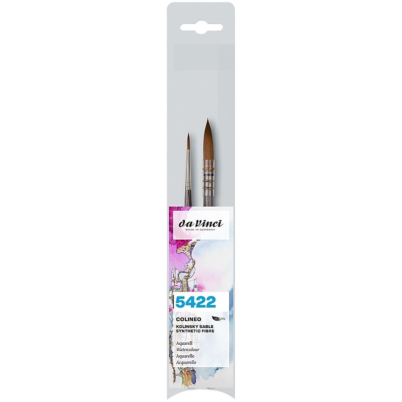 da Vinci COLINEO Watercolor & Gouache Synthetic Red Sable Bristle Quill, Wash & Round Brushes, 2/Pack (DVXVA54220) image 1