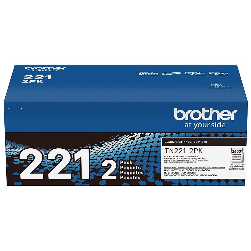 Brother TN-221 Black Standard Yield Toner Cartridge, 2/Pack  (TN2212PK) image 1