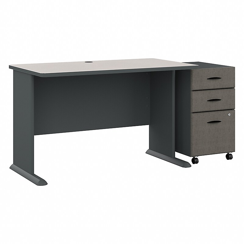 Bush Business Furniture Cubix 48W Desk with Mobile File Cabinet, Slate/White Spectrum (SRA025SLSU) image 1