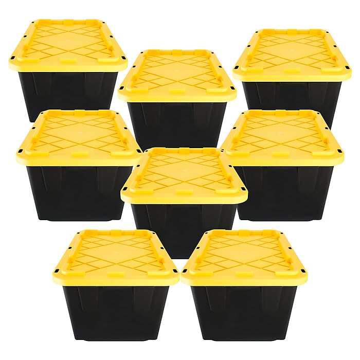 Greenmade 108 Qt. Storage Bin with Snap Lid, Plastic, Black/Yellow