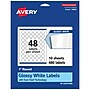 Avery Laser/Inkjet Round Multipurpose Labels, 1" Dia, Glossy White, 480 Labels/Pack (94500)~#|#~88A61811-528F-4C06-A1C9F16891340C6A_sc7
