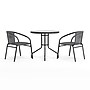 Flash Furniture Lila 28'' Round Table with 2 Rattan Stack Chairs, Gray (TLH087RD037GY2)~#|#~88A6C4D8-1A28-4B0D-AC2EC8A7D7FF6099_sc7