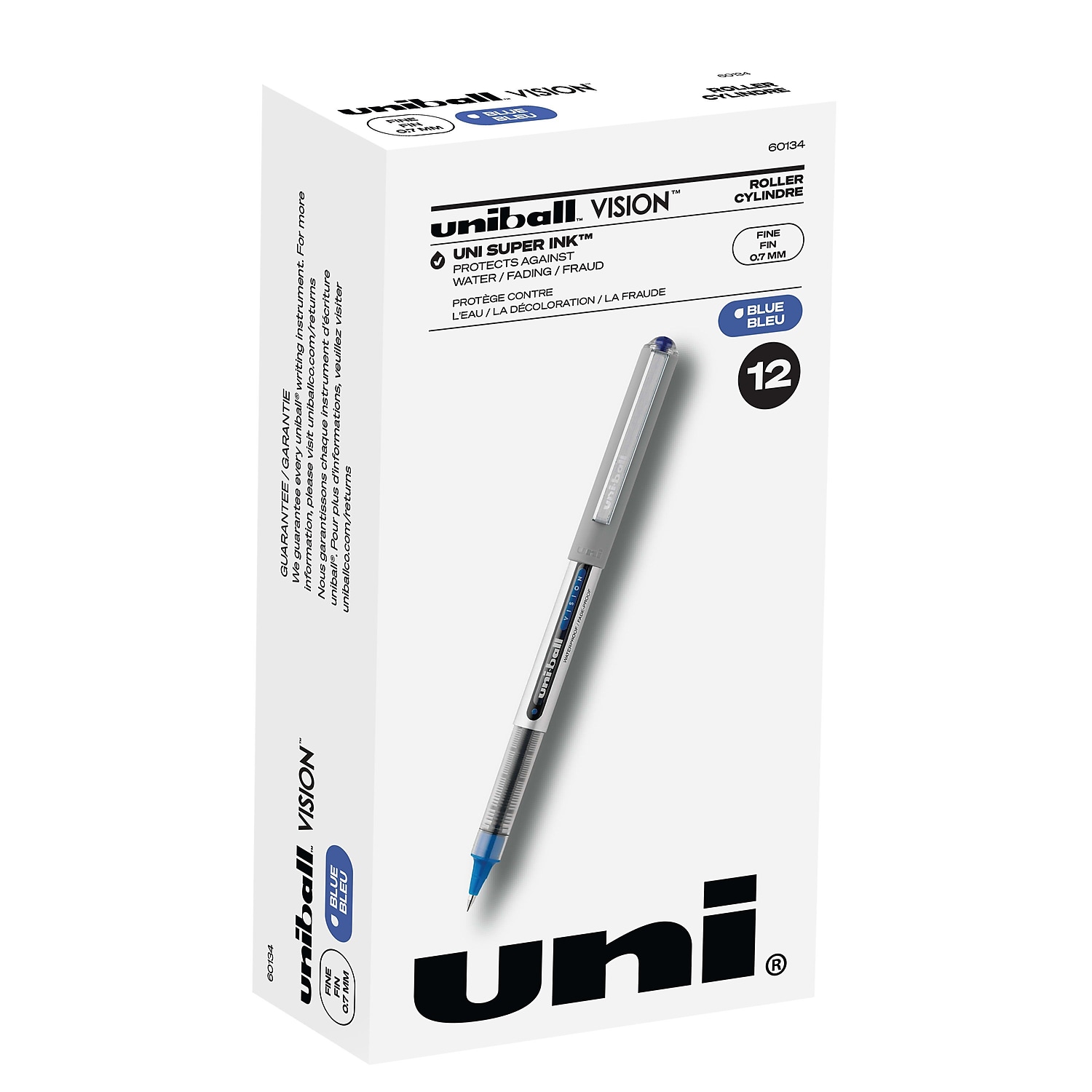 Uni Vision Rollerball Pen Fine Point Blue Ink Dozen (60134) - Picture 1 of 9