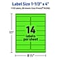 Avery Rectangle Multipurpose Labels, 1-1/3" x 4", Neon Green, 1120/Box (94206)~#|#~88AADD25-0978-4B9E-93EE72524085D8DC_sc7