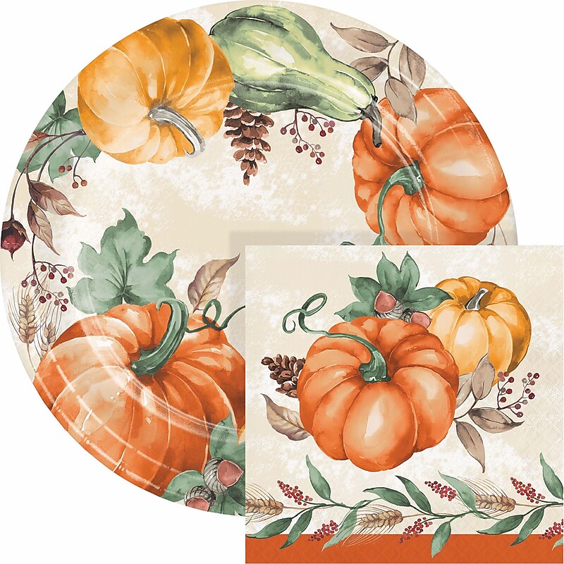 Say Hooray! Harvest Delight Paper Plates and Napkins Kit, Multicolored, 48/Pack (DTC9388E2G) image 1