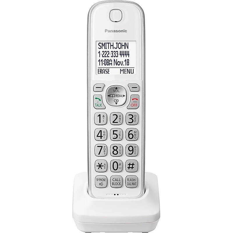Panasonic KX-TGDA63W Additional Cordless Phone Handset for use with KX-TGD63x Series, White/Silver image 1