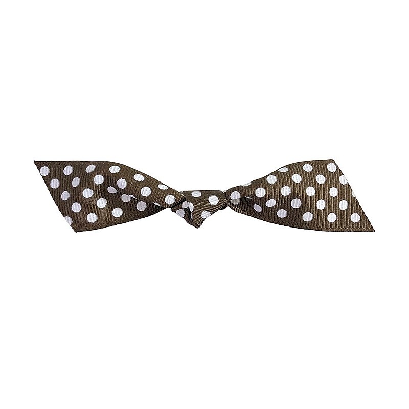 JAM Paper Grosgrain Bows, Brown with White Polka Dots Flair, 100/Pack (52640349352) image 1