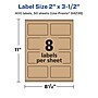 Avery Laser/Inkjet Rectangle Labels, 2" x 3.5", Kraft Brown, 400 Labels/Box (94238)~#|#~88BED522-0B48-4B6D-B154DB2FA31A0314_sc7