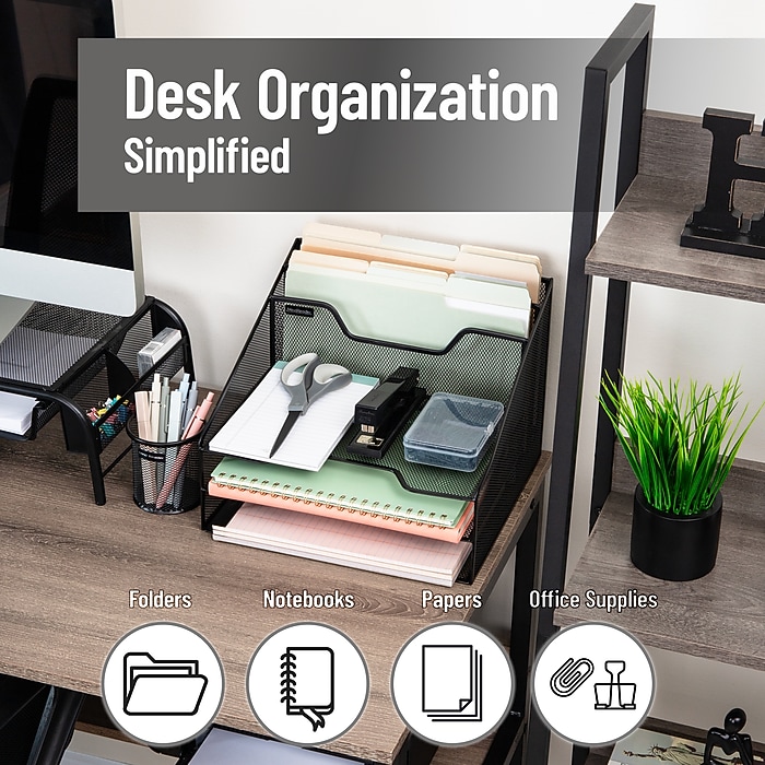 Mind Reader 5-Compartment Metal Mesh File Organizer, Black