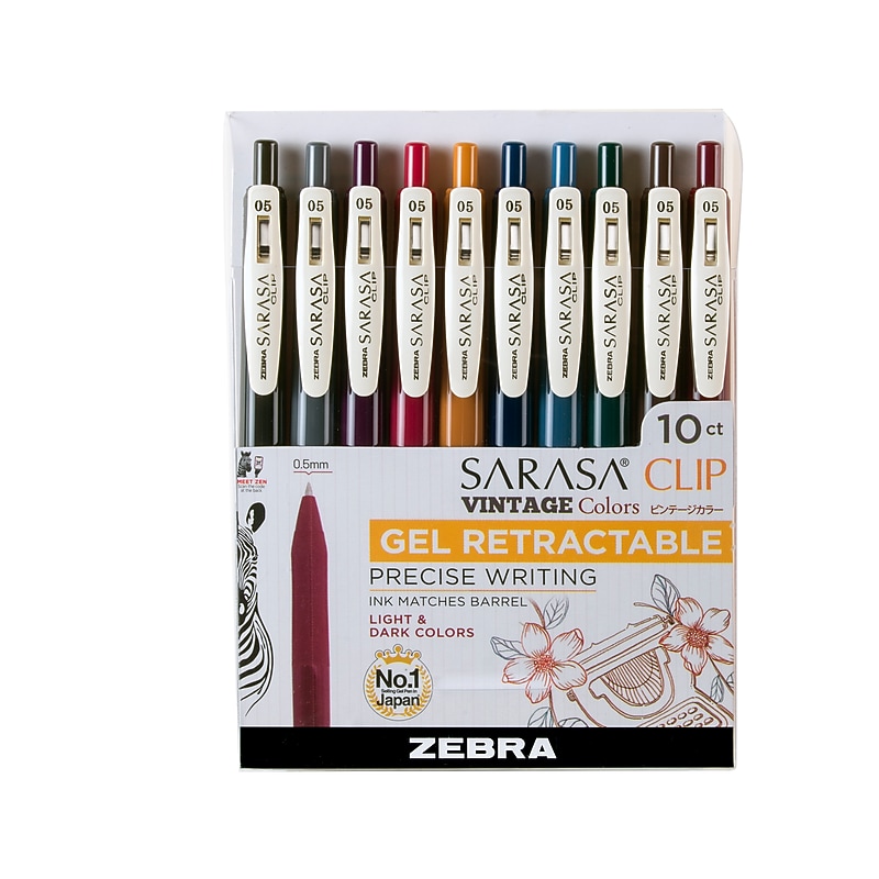 Sarasa Clip Vintage Gel Retractable 0.5mm Assort 10pk image 1
