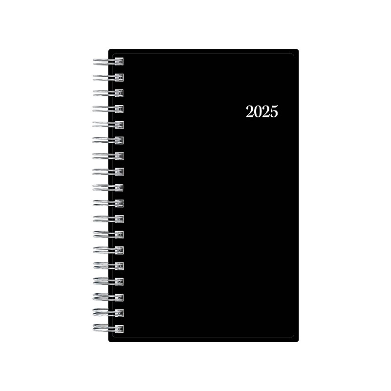 2025 Blue Sky 3.63" x 6.13" Weekly & Monthly Planner, Plastic Cover, Black (148363) image 1