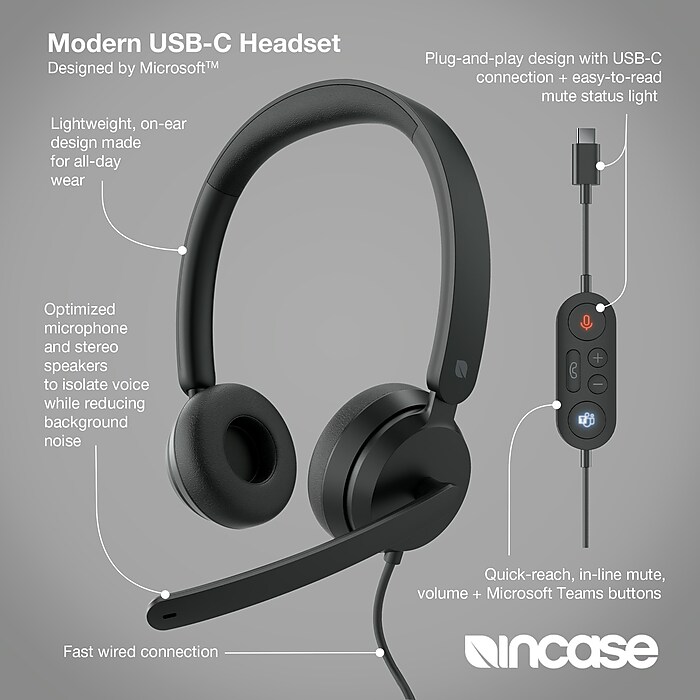 Incase Designed by Microsoft Modern USB-C Stereo Computer Headset