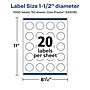 Avery Laser/Inkjet Round Multipurpose Labels, 1 0.5" Dia, Matte White, 1,000 Labels/Box (94506)~#|#~88E77EB8-7306-455B-89B5FE0CF9AE4CEB_sc7