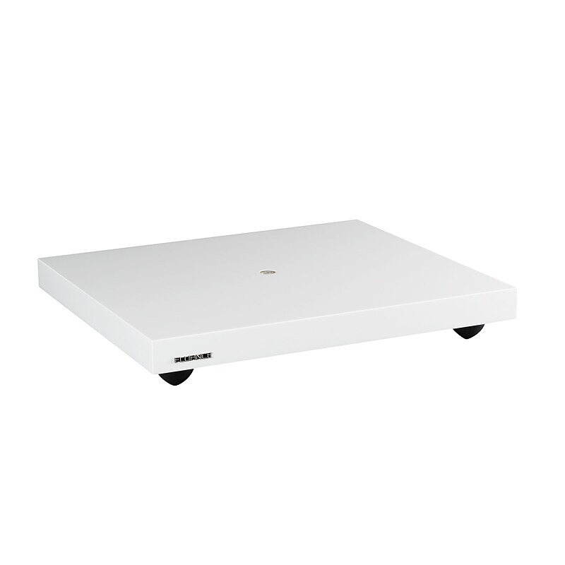 Fluance IB40 Turntable Isolation Base Anti-Vibration Wood Platform with Height Adjustable Feet and Bubble Level, White image 1