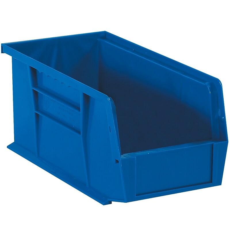 Partners Brand Stack & Hang Medium Stackable Plastic Storage Bin, 18" x 9"x 8.25", Blue, 6/Carton (BINP1889B) image 1