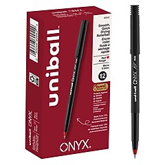 uni-ball DELUXE Rollerball Pens, Micro Point, Red Ink, Dozen