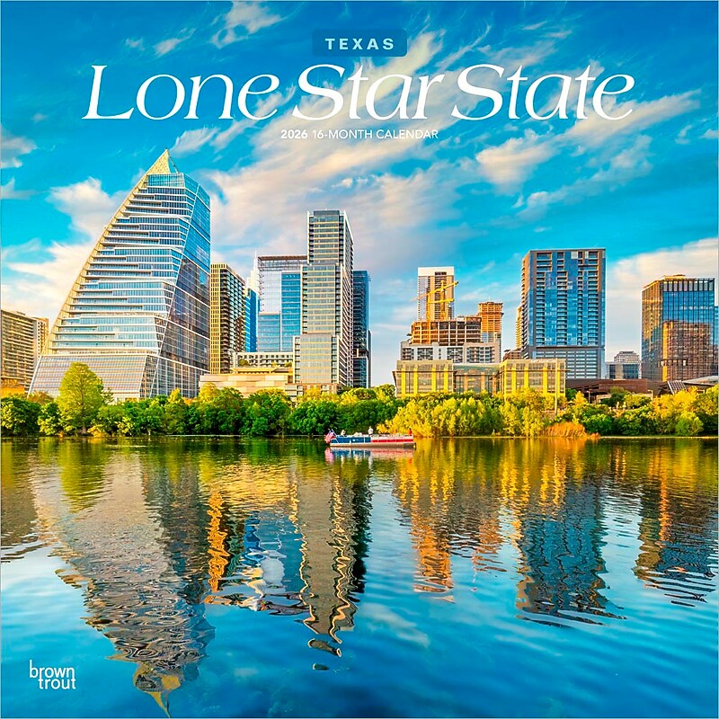 2026 BrownTrout Lone Star State Texas Places 12" x 12" Monthly Wall Calendar (9798330705818) image 1