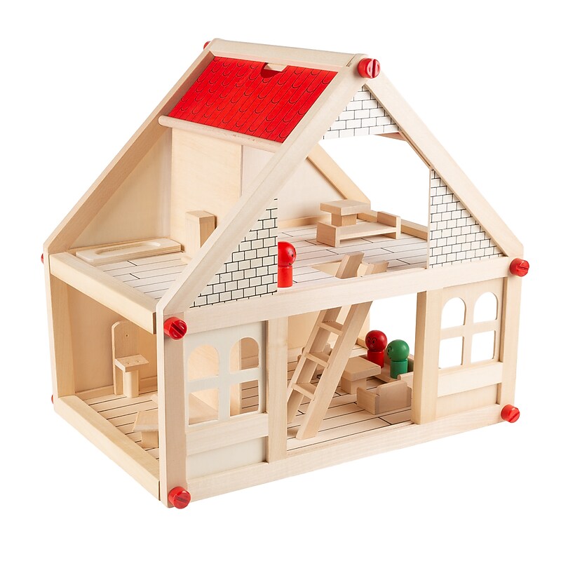 Hey! Play! Plywood Dollhouse, 15.0 x 11.5 x 15.8, Brown (80-YC60050A) image 1