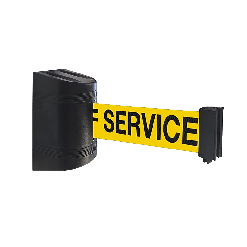 WallPro 300 Wall-Mountable 7.5' Retractable Belt Barrier, OUT OF SERVICE, Yellow/Black (WP300B-YBO7.5) image 1