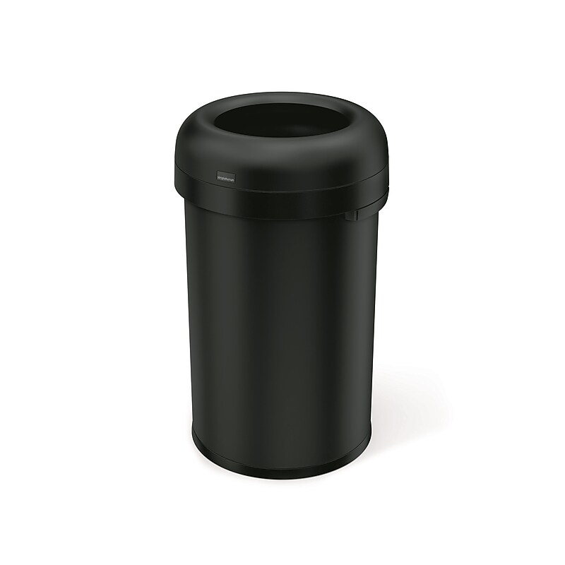 simplehuman Commercial Bullet Steel Trash Can with Open Lid, 21 Gallon, Matte Black (CW1494) image 1