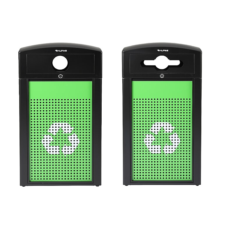 Alpine Industries GS Series Steel Recycling Bin, 80 Gallon, Green (ALP471-40-GSCM-MK) image 1
